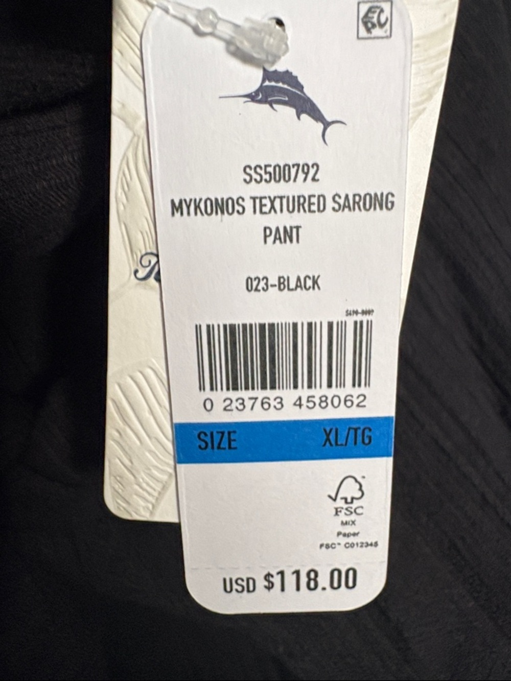 NWT [Tommy Bahama] Mykonos Textured Cover-Up Sarong Pants in Black Women’s XL - Picture 11 of 11
